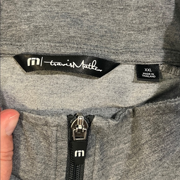 Travis Mathew Charcoal Zip-Up Sweater - 3/4‎ zip, golf sweatshirt - Picture 2 of 7
